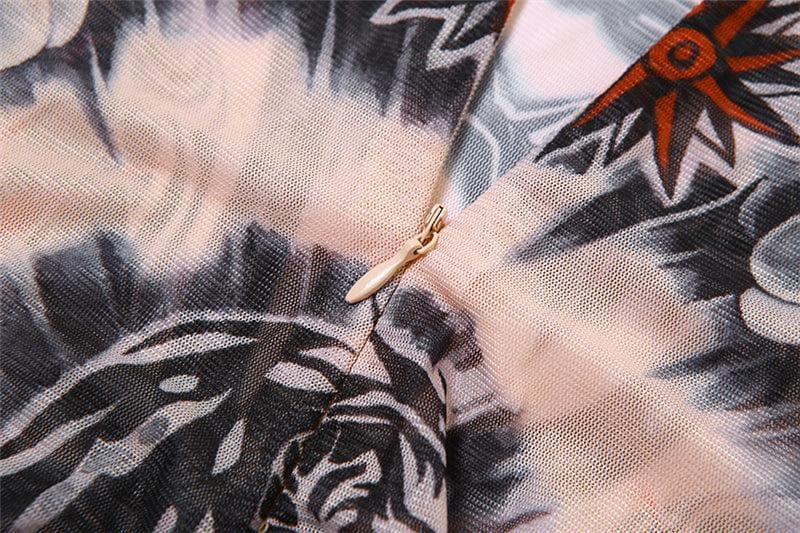 Illusion Tattoo Print Mesh Jumpsuit - Second Skin Fall & Halloween Statement Piece