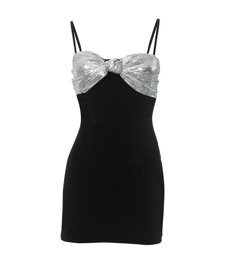 Dazzling Knotted Glitter Mini Dress - Your Essential Holiday Party & NYE Sparkle