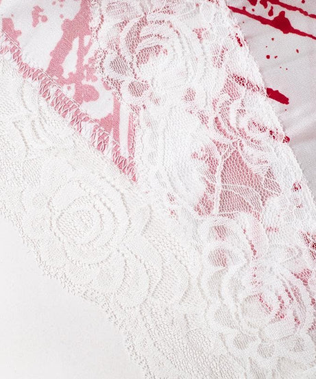 Killer Chic: Women's Blood Splatter Halloween Cami Dress with Lace Trim – Spooky Costume