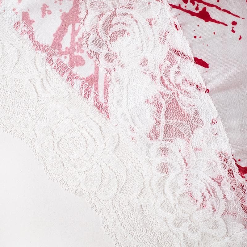Killer Chic: Women's Blood Splatter Halloween Cami Dress with Lace Trim – Spooky Costume
