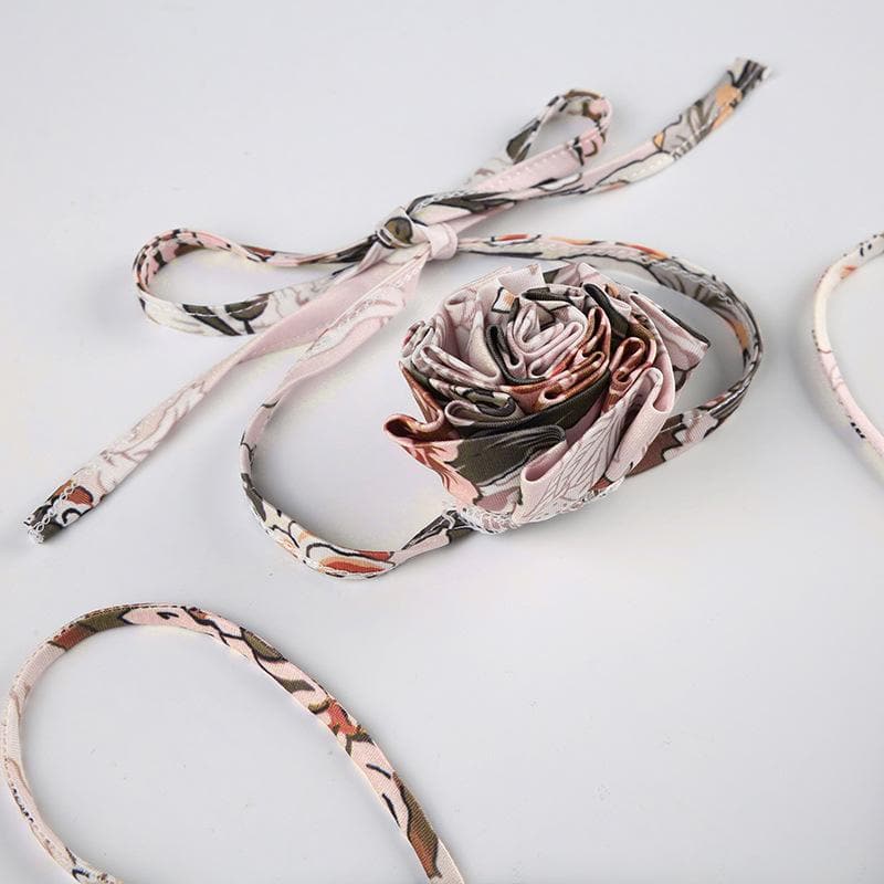 Effortless Autumn Bloom Maxi Dress & Choker Set | Chic V-Neck Floral Gown