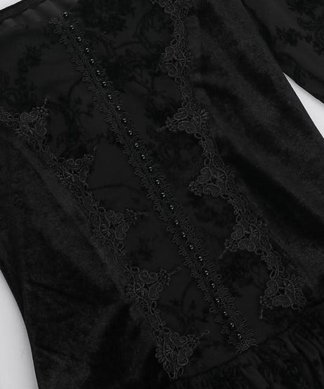 Slay the Night: Gothic Velvet Off-Shoulder Mini Dress - Dramatic Flared Sleeves for Halloween & Fall Parties