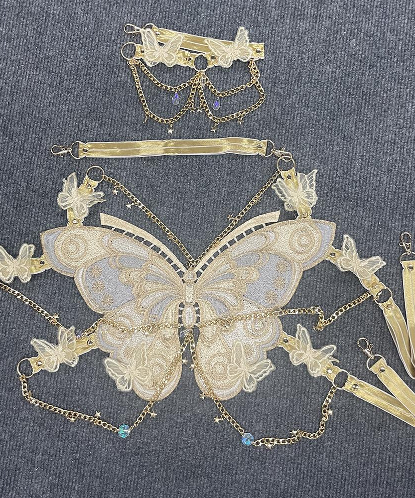 Enchanted Butterfly Halter Top & Body Chain with Choker | Festival Rave & Halloween Statement Piece
