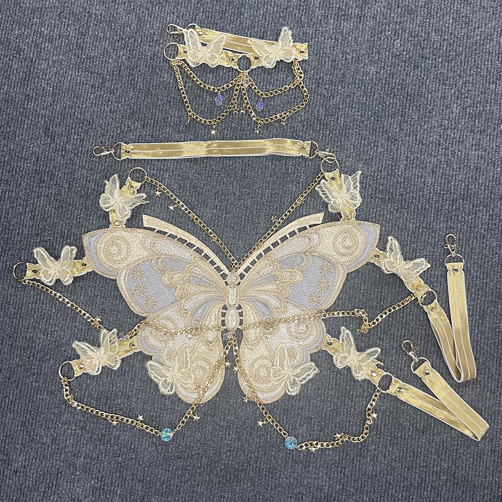 Enchanted Butterfly Halter Top & Body Chain with Choker | Festival Rave & Halloween Statement Piece
