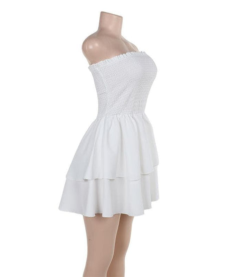 White Smocked Ruffle Tube Mini Dress - Your Fall Getaway & Resort Wear Essential