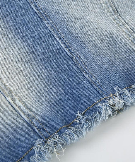 Y2K Coquette Denim Bustier Cami Top with Dainty Lace & Bow - Fall Ready Frayed Hem