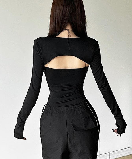 The "It Girl" O-Ring Mesh Bodysuit | Edgy Long Sleeve Top for Fall & Night Out