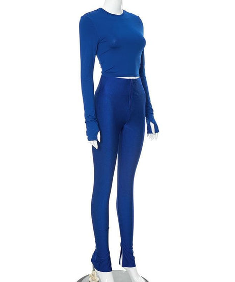 Royal Blue Long Sleeve High-Waist Legging Set - Your Go-To Fall Athleisure & Lounge Staple