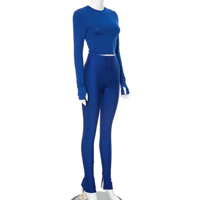 Royal Blue Long Sleeve High-Waist Legging Set - Your Go-To Fall Athleisure & Lounge Staple