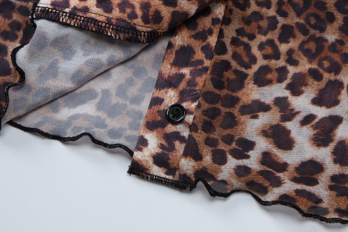 Fierce Leopard Print Sheer Mesh Co-ord Set - Trendy Fall Top & Shorts