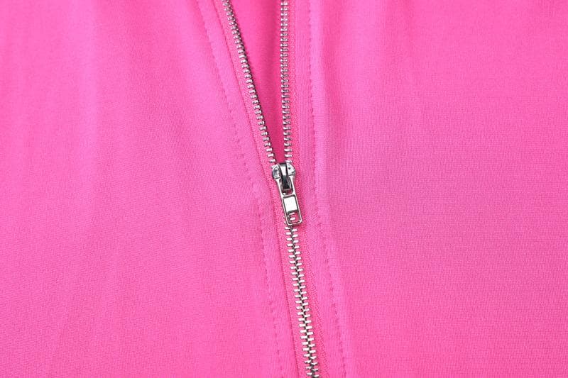 Fuchsia Flare Power: Y2K Zip-Up Hoodie & High-Rise Bell Bottom Set – Fall's Hottest Athleisure