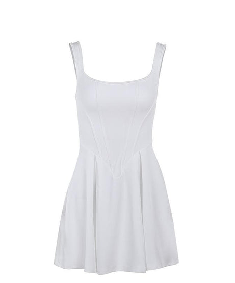 Chic White Square Neck Bustier Mini Dress - Fall Ready & Perfectly Versatile for Every Occasion