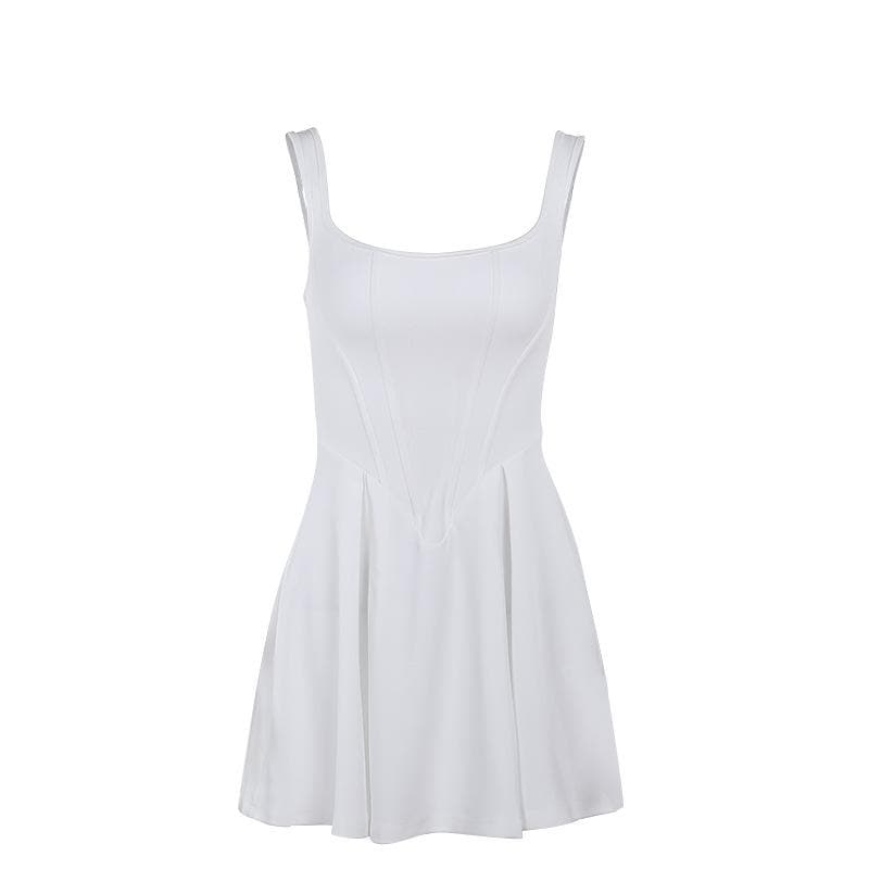 Chic White Square Neck Bustier Mini Dress - Fall Ready & Perfectly Versatile for Every Occasion