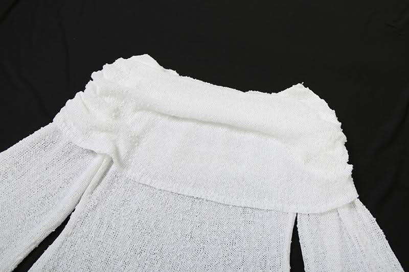 Effortlessly Chic White Off-Shoulder Knit Mini Dress – Your Fall & Holiday Essential