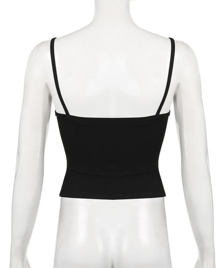 Dark Romance Sweetheart Corset Cami Top - Black & White Lace-Up Elegance