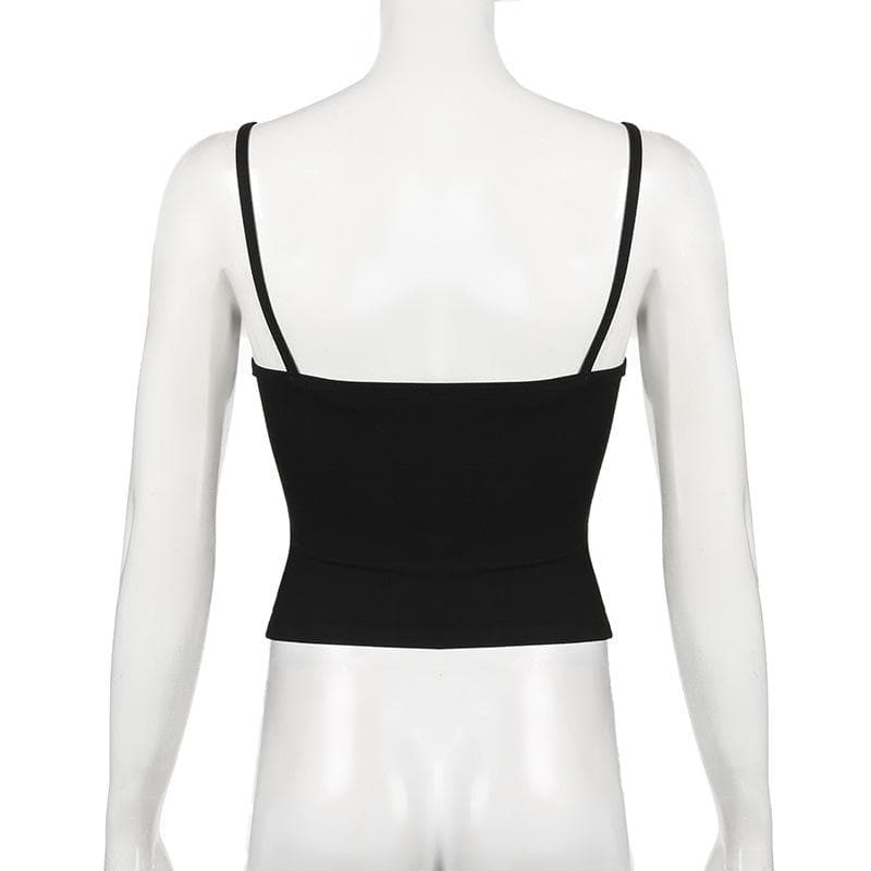 Dark Romance Sweetheart Corset Cami Top - Black & White Lace-Up Elegance