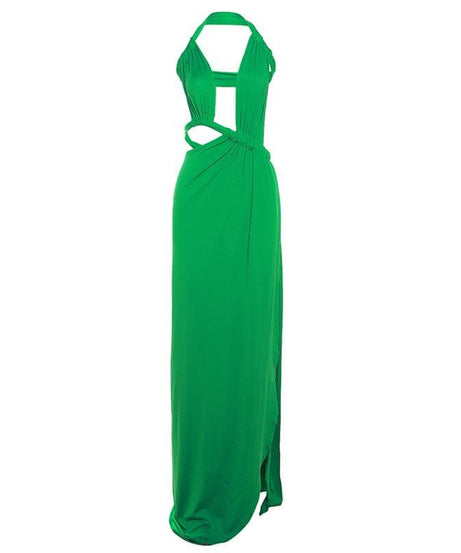 Show-Stopping Emerald Green Halter Cutout Maxi Dress - Your Ultimate Holiday Party & Getaway Glam