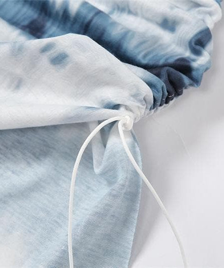 Sultry Indigo Tie-Dye Cowl Neck Bodycon Mini Dress - Perfect for Fall Nights & Parties