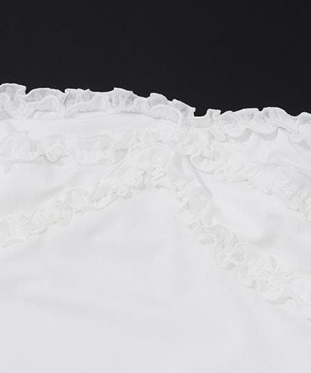 Chic Ruffled Tube Top with 3D Floral Appliqué - Your Versatile Fall & Holiday Style Essential