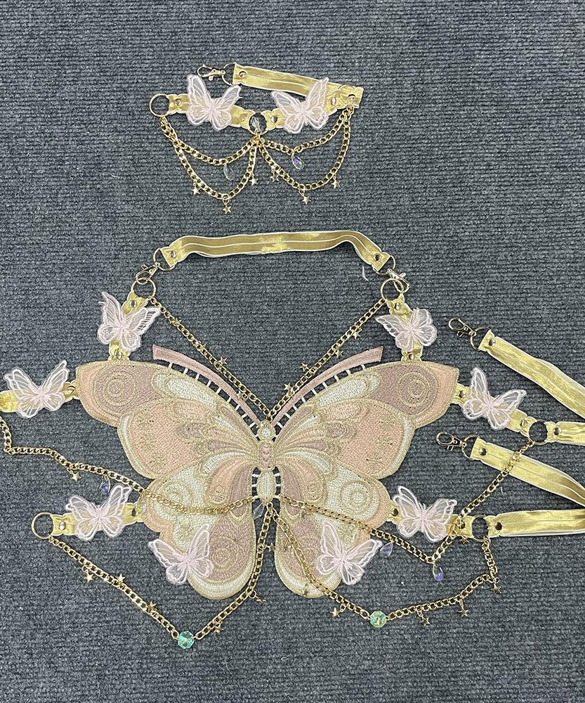 Enchanted Butterfly Halter Top & Body Chain with Choker | Festival Rave & Halloween Statement Piece