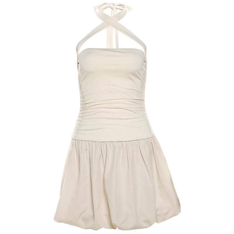 The 'It Girl' Barbie Pink Halter Mini Dress - Ruched & Ready for Fall Getaways & Parties