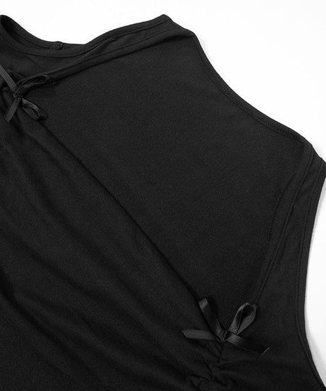 Modern Romance: Black Square Neck Cold Shoulder Long Sleeve Top with Bows – Your Chic Fall Staple