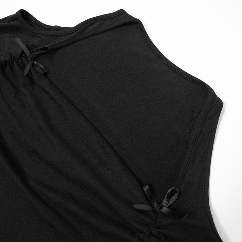 Modern Romance: Black Square Neck Cold Shoulder Long Sleeve Top with Bows – Your Chic Fall Staple