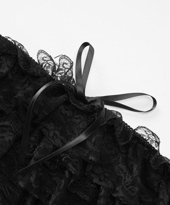 Sexy Black Lace Ruffle Romper - Strapless Tube Top Playsuit for Halloween & Fall Parties