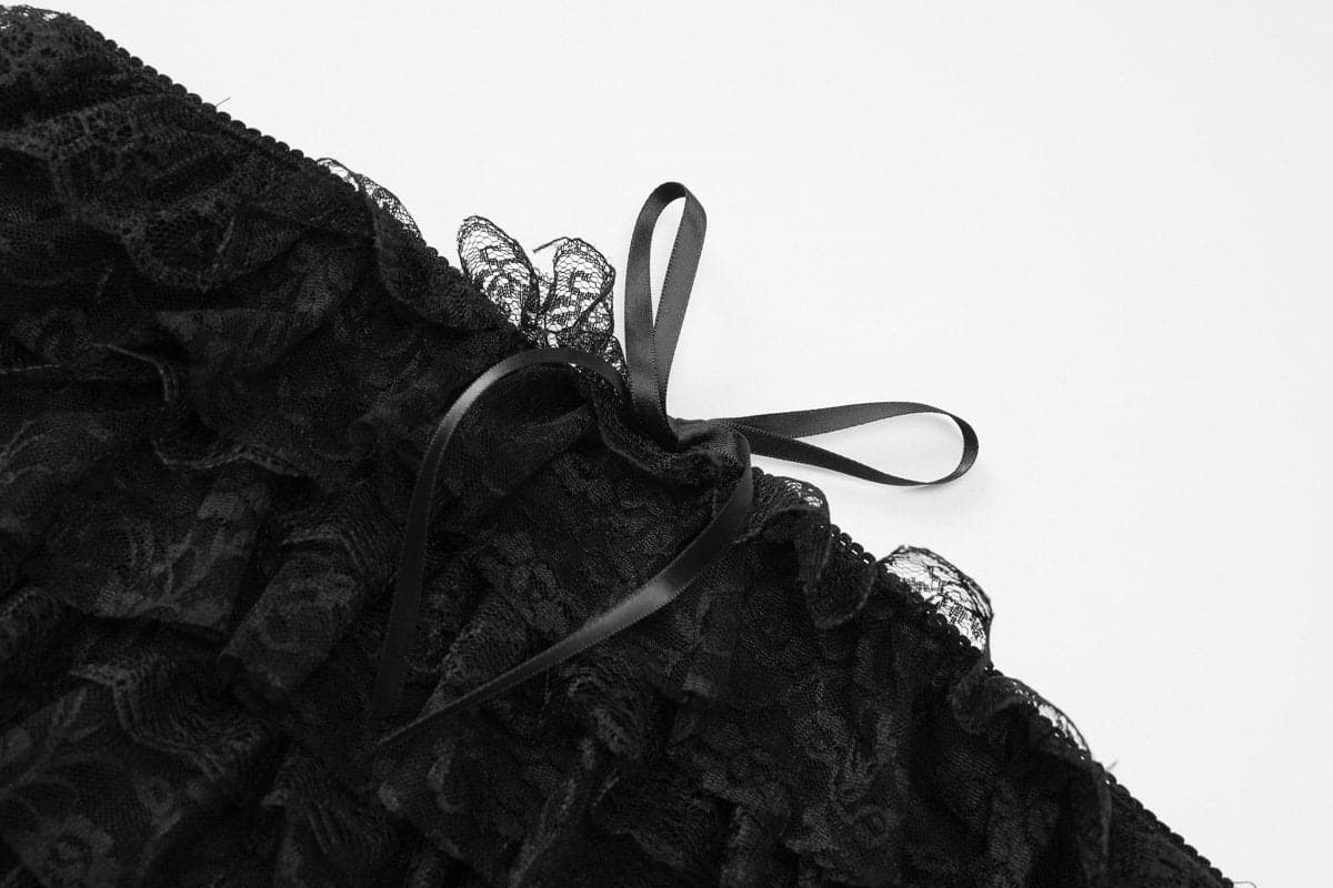Sexy Black Lace Ruffle Romper - Strapless Tube Top Playsuit for Halloween & Fall Parties