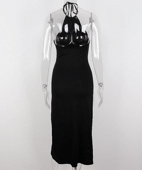 The 'Head-Turner' Black Halter Cutout Midi Dress | Your Ultimate Pick for Fall & Holiday Parties