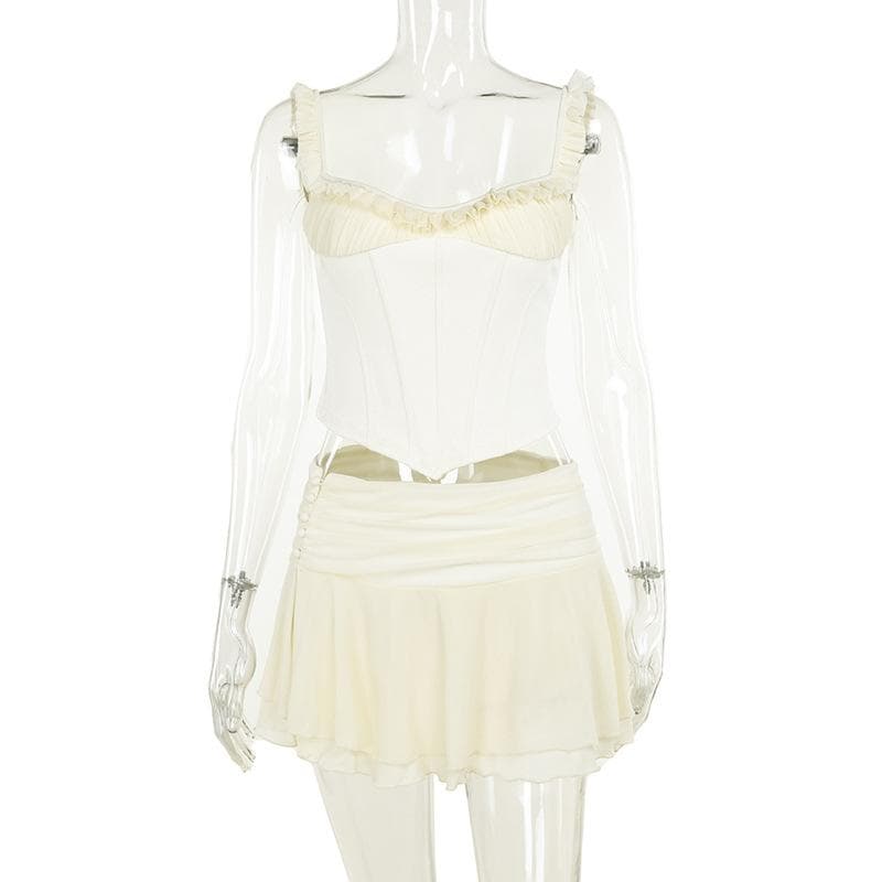 Enchanting Ruffled Corset Cami Top – Autumn Chic & Fall Layering Essential