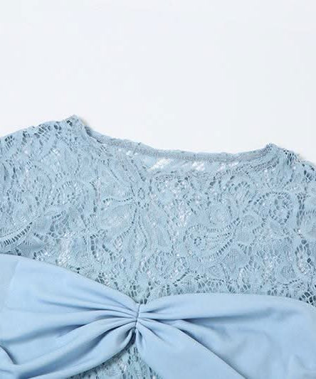 Alluring Lace & Ruched Mini Dress with Statement Tie - Fall & Holiday Party Perfect