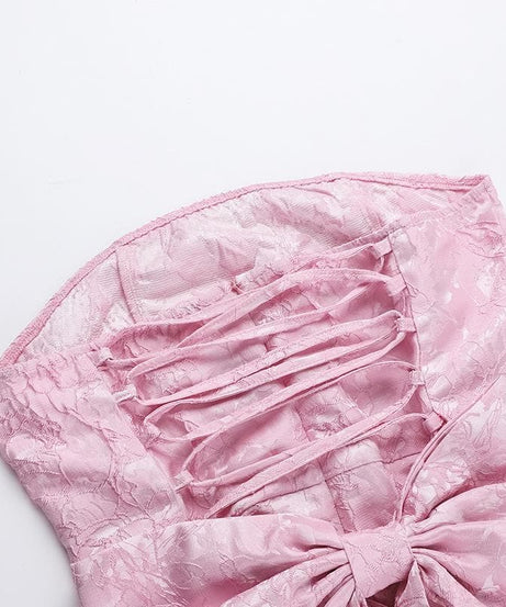 Blush Pink Floral Jacquard Strapless Mini Dress - Chic Fall Party & Homecoming Style