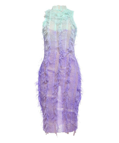 Ombre Fringe Sheer Bodycon Midi Dress | Glamour for Fall Parties & Beyond