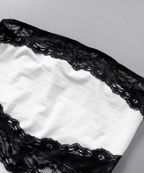 Chic Black Lace Trim Tube Top - Trendy Strapless Crop for Fall Layering & Nights Out