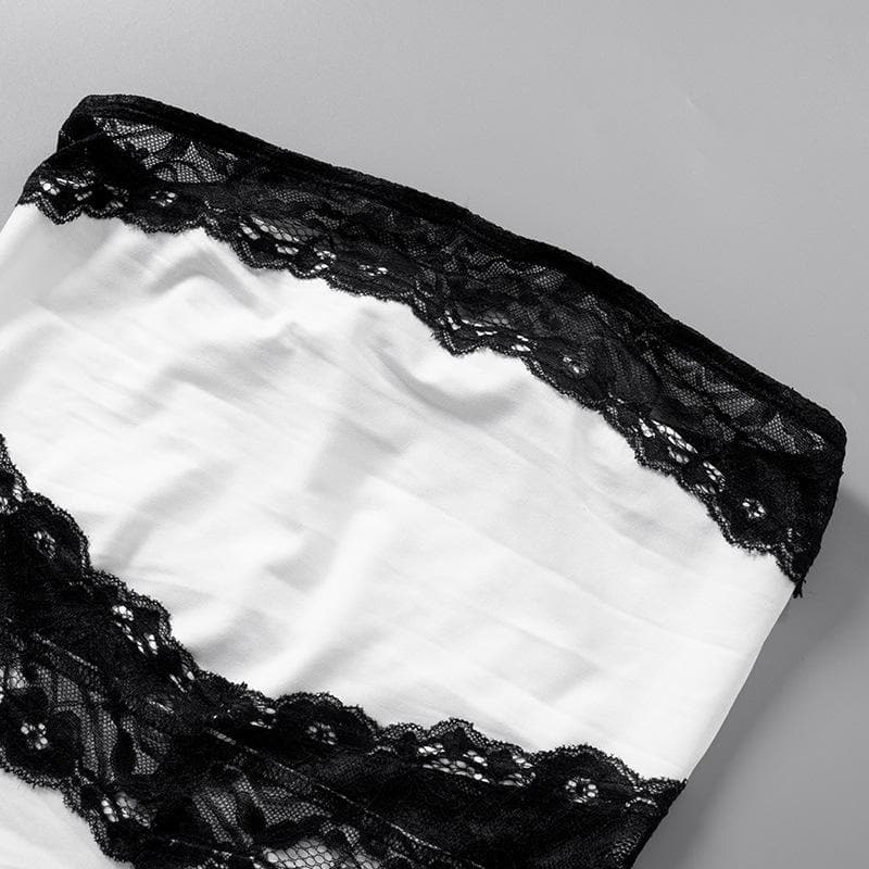 Chic Black Lace Trim Tube Top - Trendy Strapless Crop for Fall Layering & Nights Out