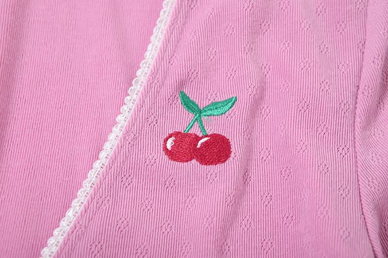 Cozy Fall Vibes: Sweet Cherry Pink Ribbed Wrap Top & Shorts Lounge Set