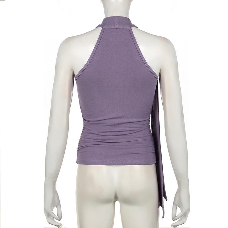 Elevated Halter Tie-Neck Ruched Top | Chic Fall & Holiday Sleeveless Blouse