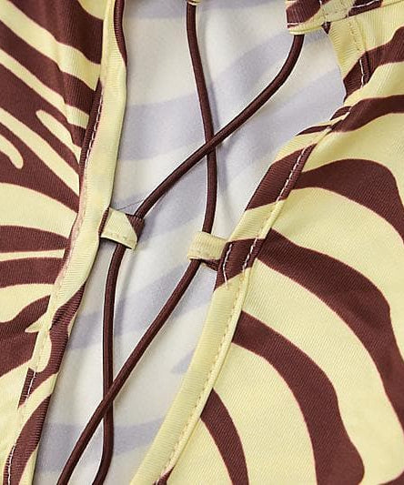 Daring Fall Zebra Print Lace-Up Bodycon Midi Dress - Long Sleeve Statement Style