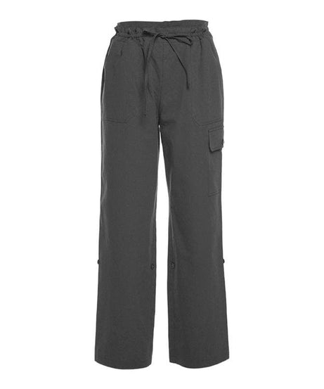 Effortless High-Waisted Cream Cargo Pants | Drawstring Wide Leg for Fall Trends