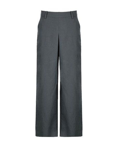 Women's Effortless Wide Leg Trousers - Dark Grey Fall Style with Stretch & Flattering Medium Rise
