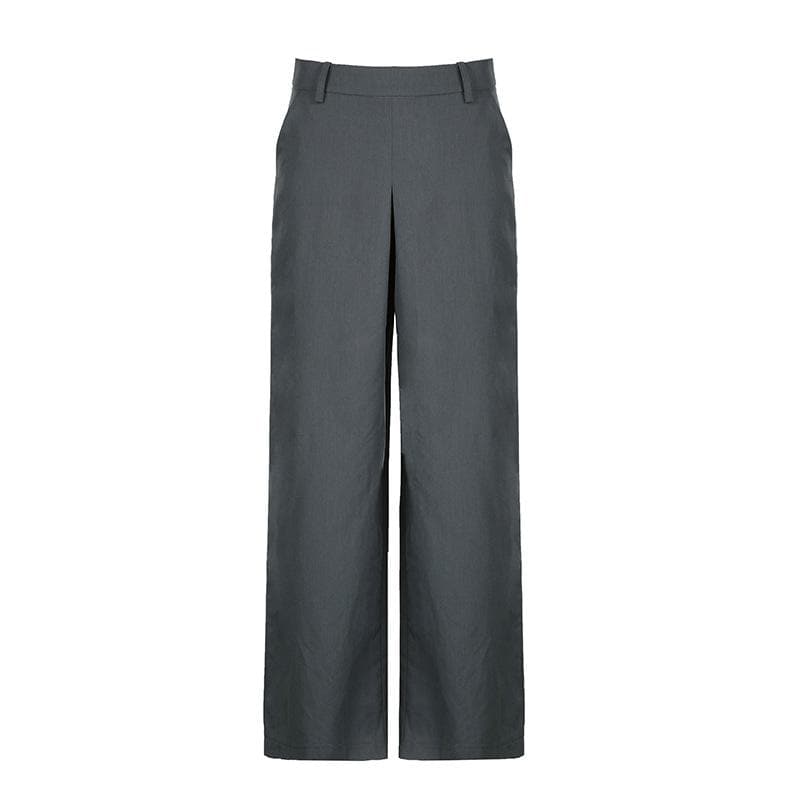 Women's Effortless Wide Leg Trousers - Dark Grey Fall Style with Stretch & Flattering Medium Rise