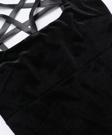 Midnight Velvet Maxi Dress with Star-Strap Neckline & High Slit - Fall & Holiday Party Glamour