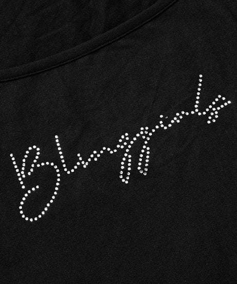 Dazzling Rhinestone Square Neck Long Sleeve Top - Chic Y2K Fall Style