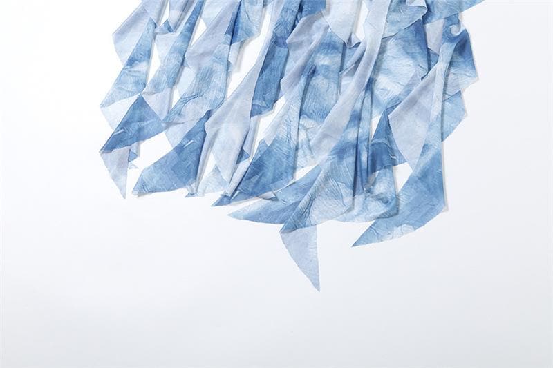 Statement-Making Denim-Look Diamond Tube Dress with Flowing Fringe Hem | Fall Party Ready