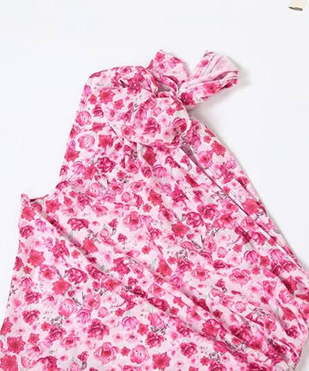 Fall Getaway Chic: Knotted One-Shoulder Floral High-Low Ruffle Maxi Dress