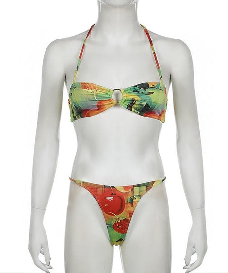 Juicy Fruit Print O-Ring Halter Bikini - Your Must-Have Tropical Vacation Swimwear