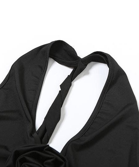 The Scarlet Rose Halter Maxi Dress: Backless Ruched Gown for Holiday Glamour & Fall Galas