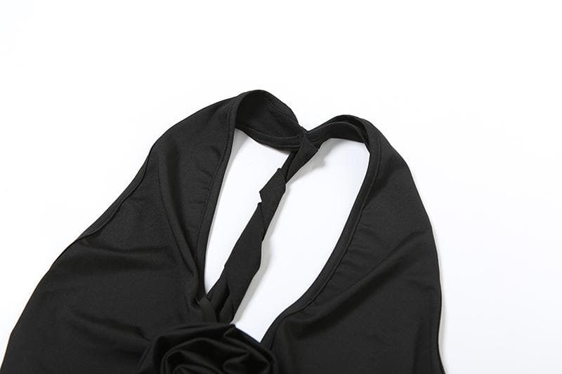 The Scarlet Rose Halter Maxi Dress: Backless Ruched Gown for Holiday Glamour & Fall Galas