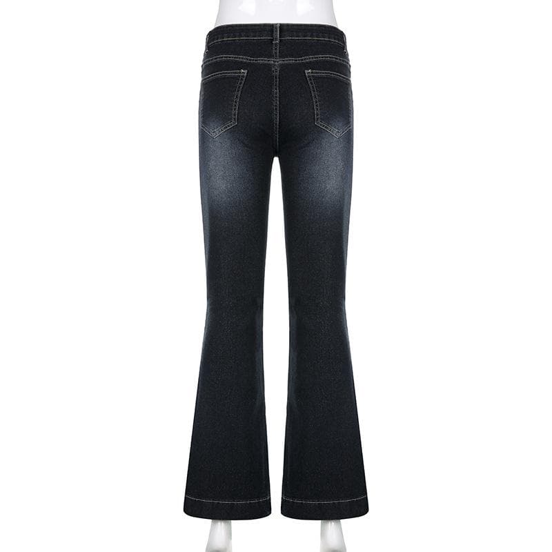 Women's Flattering Dark Wash Flare Jeans with Stretch - Fall Style Staple